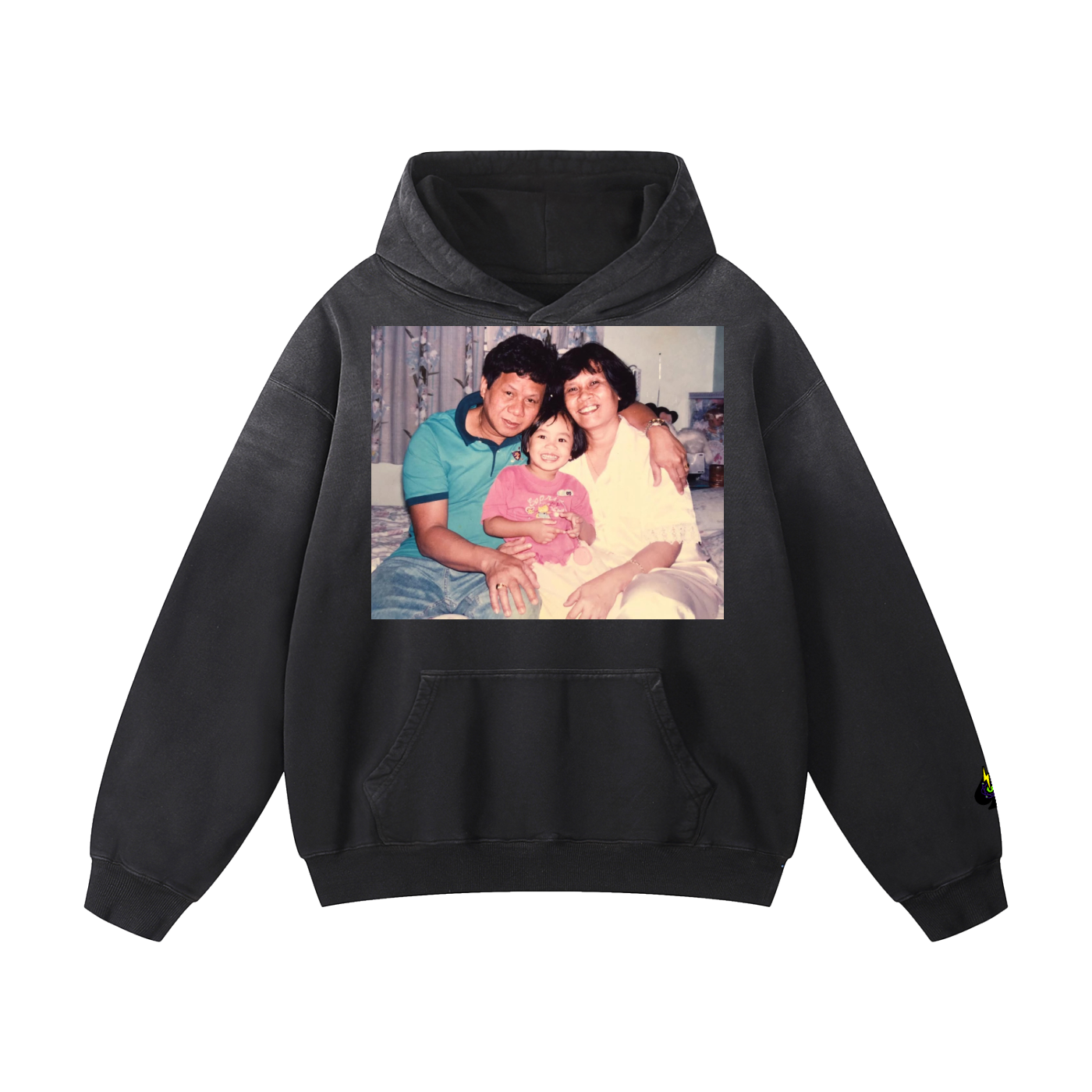 "Mama and Papa" Heavyweight Sunfade Oversized Hoodie
