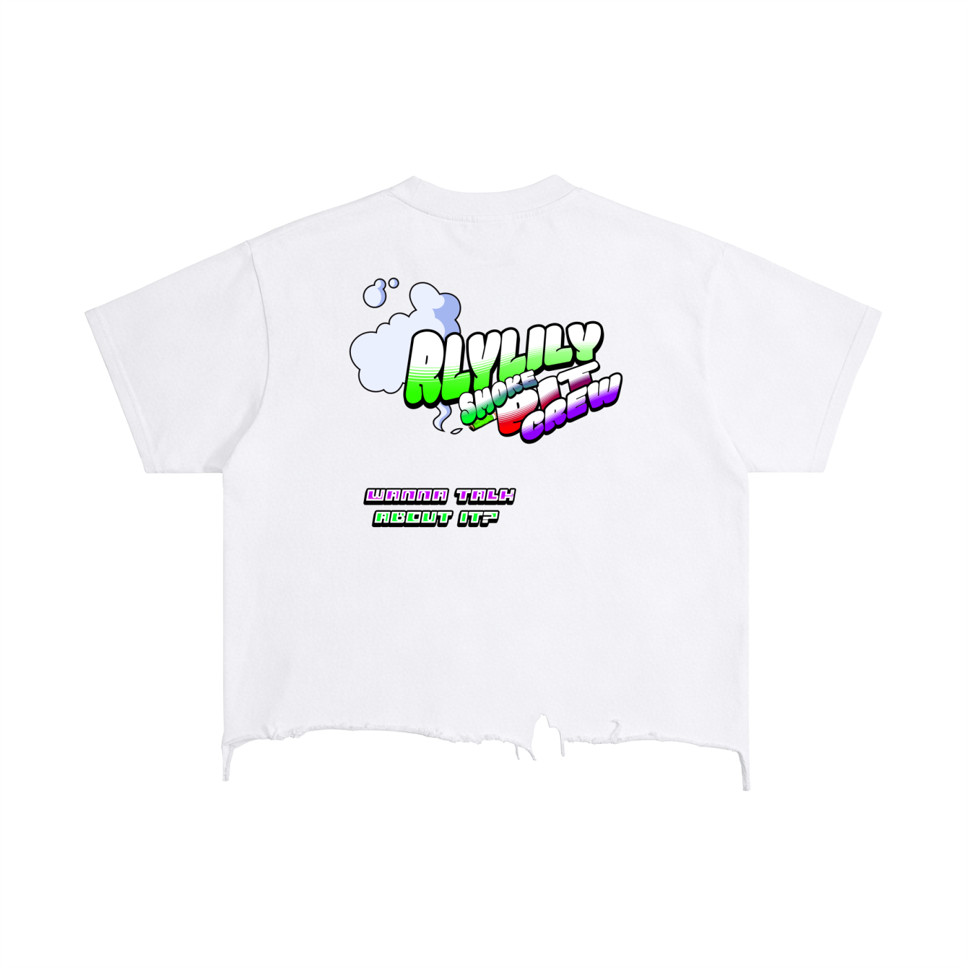 "RLYLILY Smoke. Pit Crew" Vintage Wash Boxy Distressed Hem T-Shirt