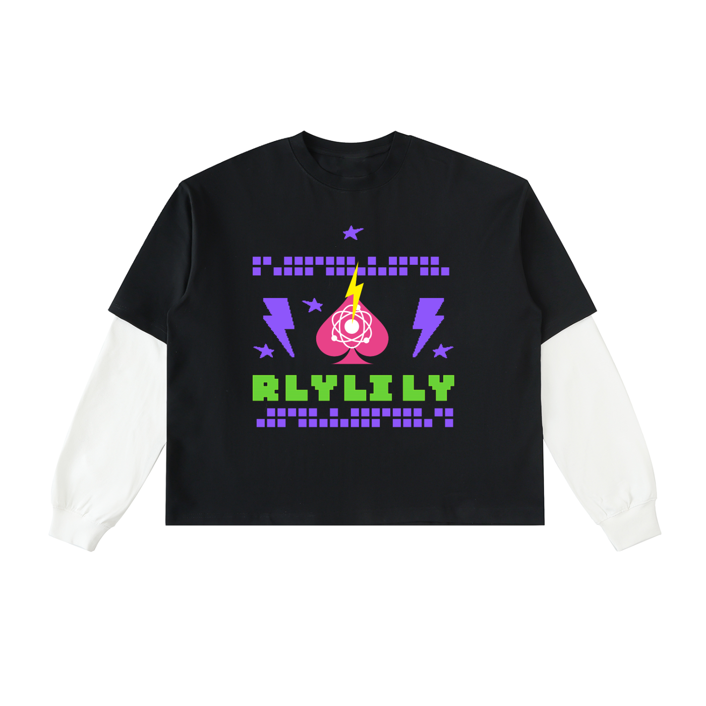 "Continue?" Layered Sleeve Cotton T-Shirt
