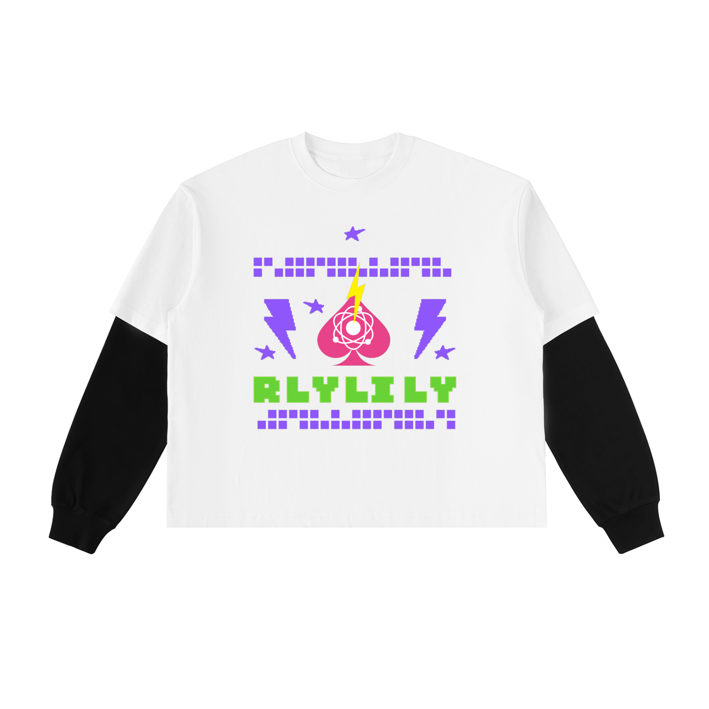 "Continue?" Layered Sleeve Cotton T-Shirt